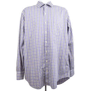 Peter Millar Shirt Mens Size Large Purple Black Button Up Long Sleeve Plaid